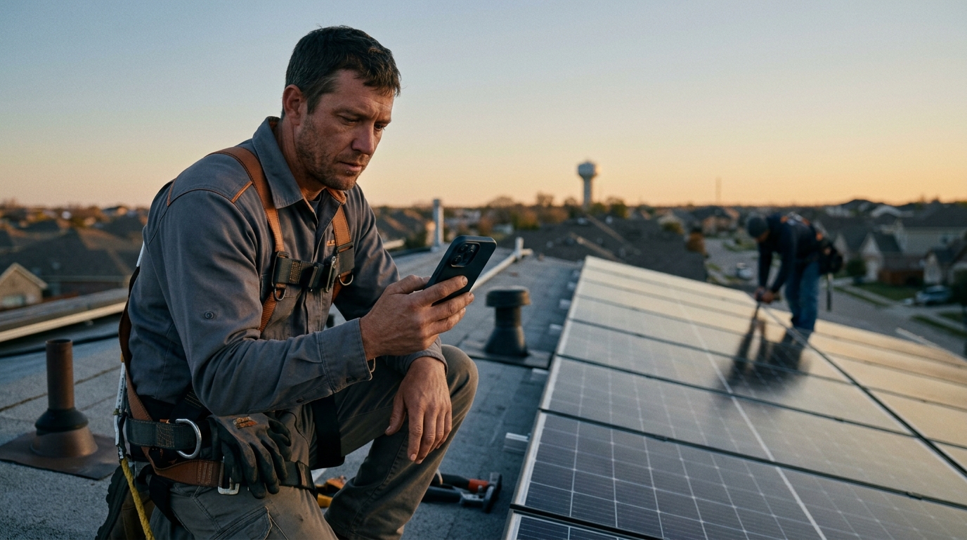 Solar jobsite at dawn